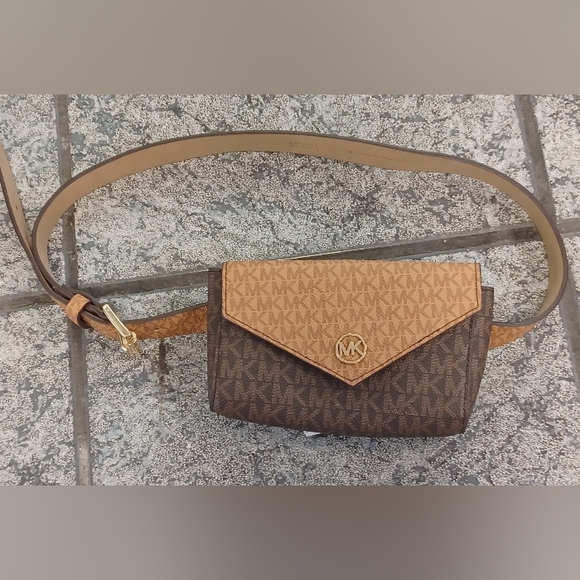 Michael Kors Handbags - Michael Kors Brown & Tan Signature Belt Bag